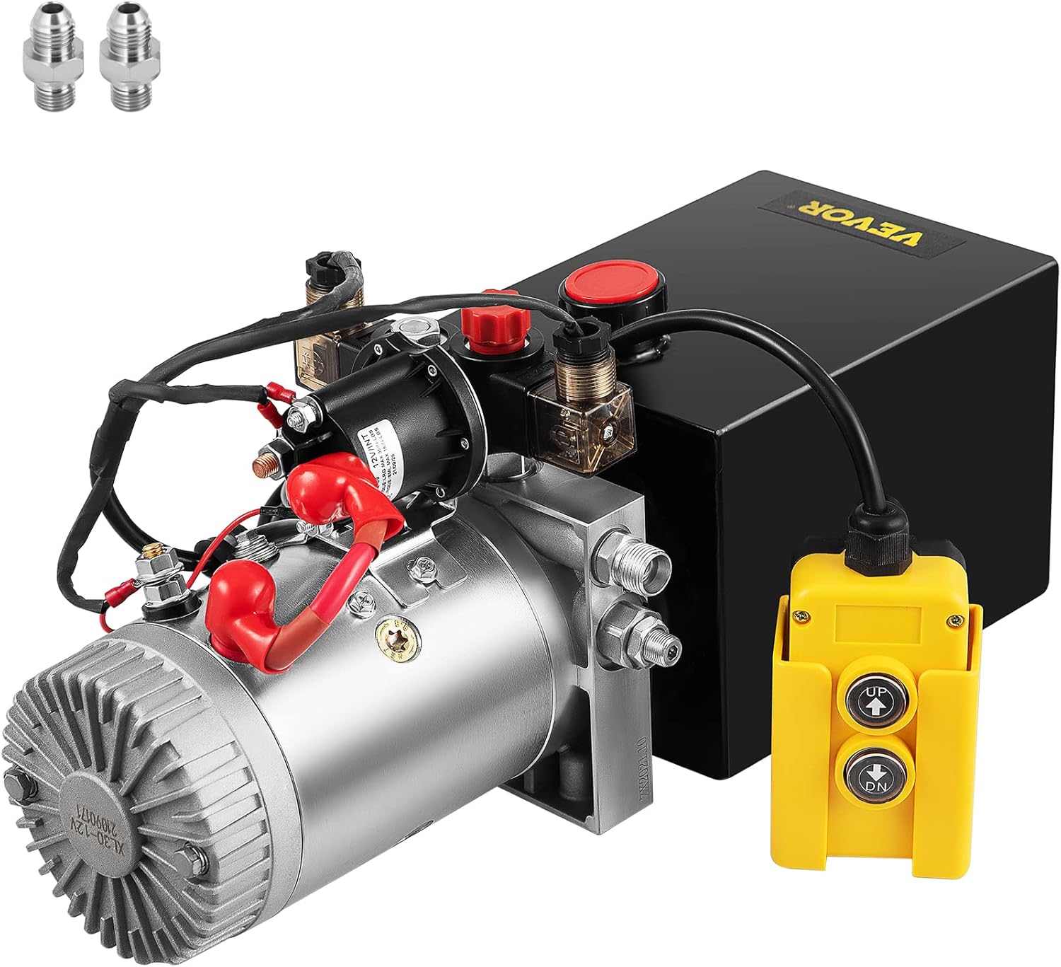 Mophorn Hydraulic Power Unit 8 Quart Hydraulic Pump Double Acting Hydraulic Power 12V DC with Metal Oil Reservoir Hydraulic Pump Power Unit for Dump