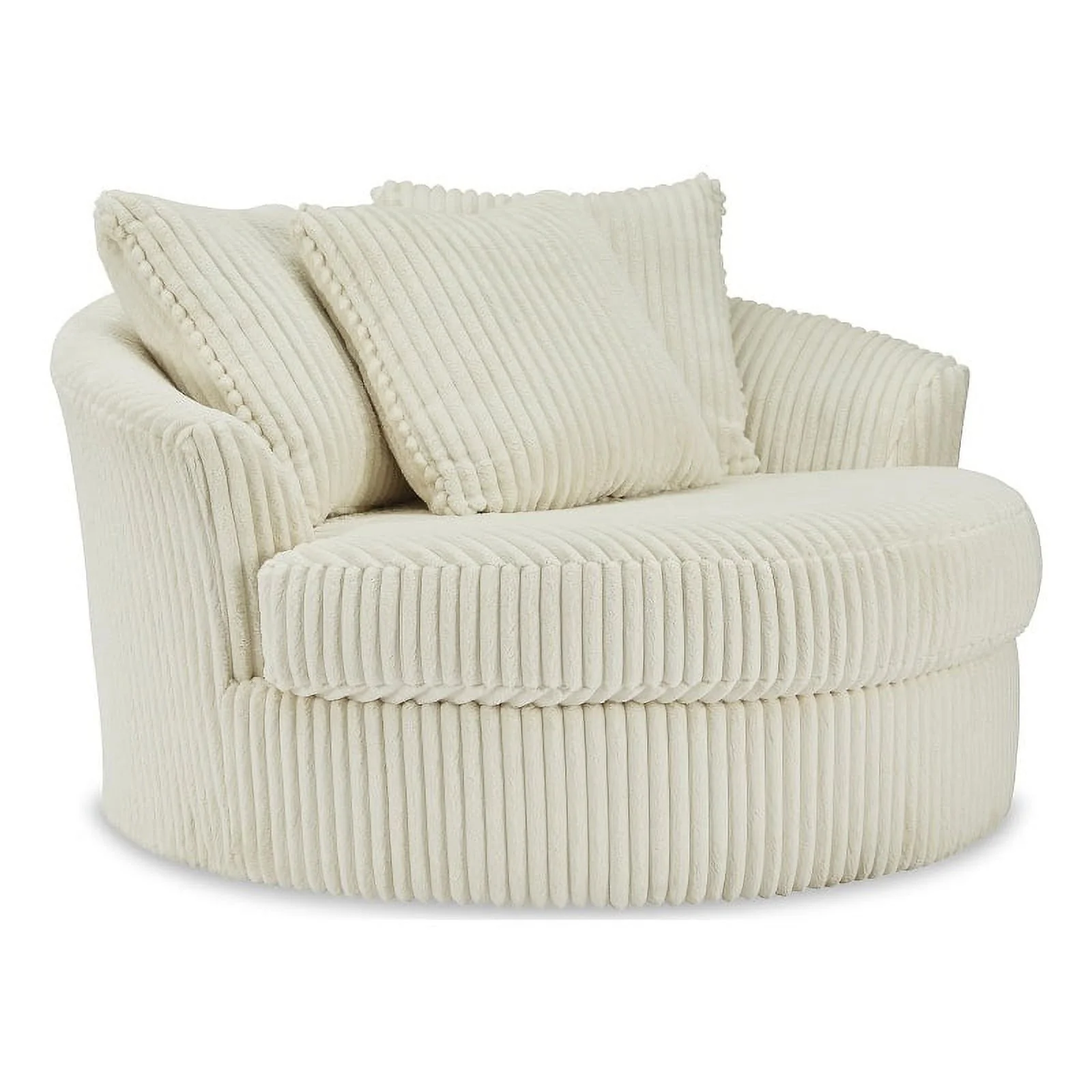 Ashley Furniture Lindyn Oversized Swivel Fabric Accent Chair in Ivory