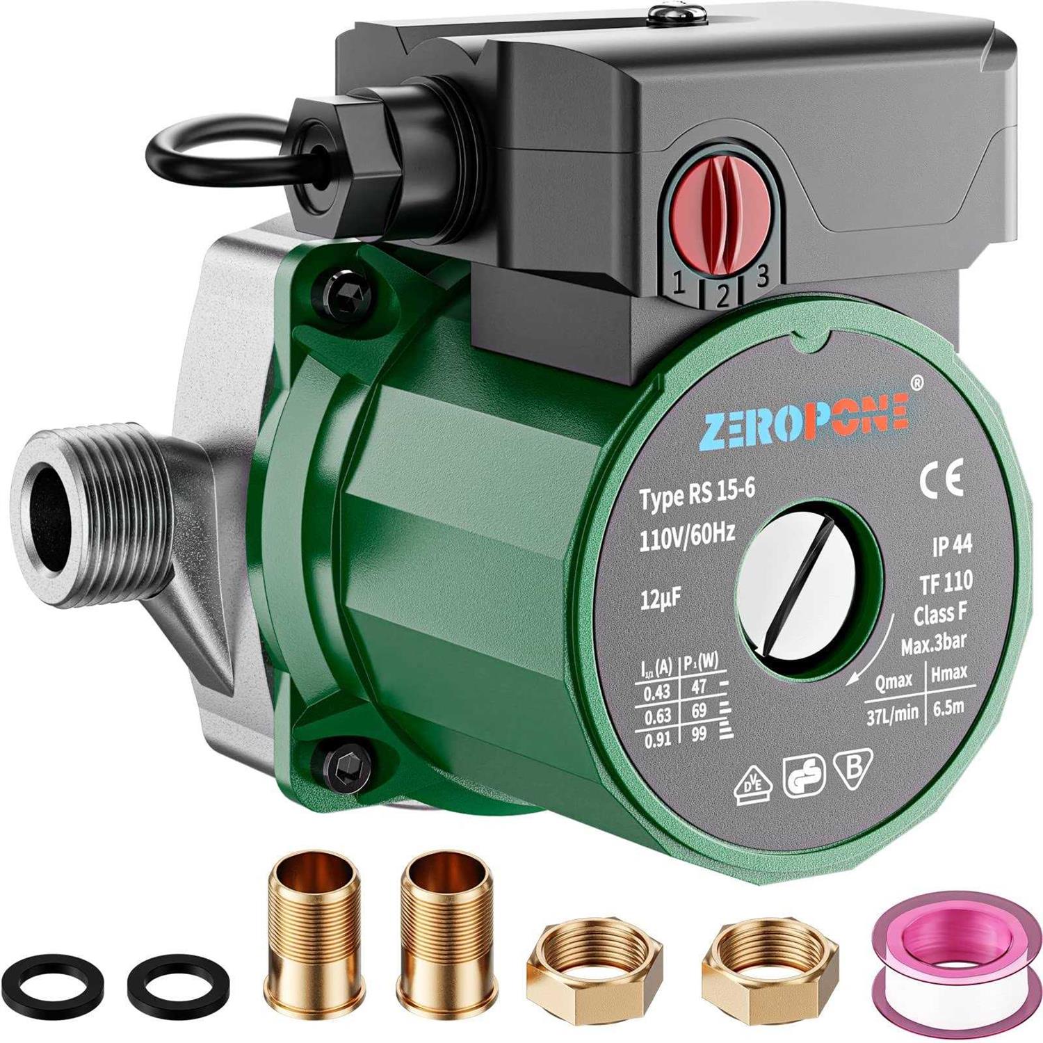 ZeroPone Hot Water Recirculating Pump 93W Water Circulator Pump NPT 3/4 w/NPT 1/2 Adapter - Shop Hardware Tools Online Store