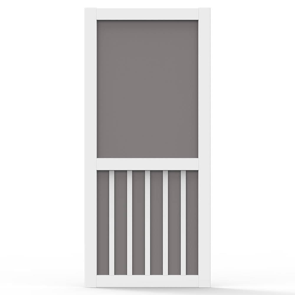 Screen Tight 30 in. x 80 in. Solid Vinyl White 5-Bar Screen Door