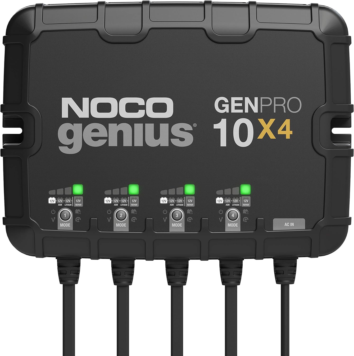 NOCO Genius GENPRO10X4, 4-Bank, 40-Amp (10-Amp Per Bank) Fully-Automatic Smart Marine Charger, 12V Onboard Battery Charger