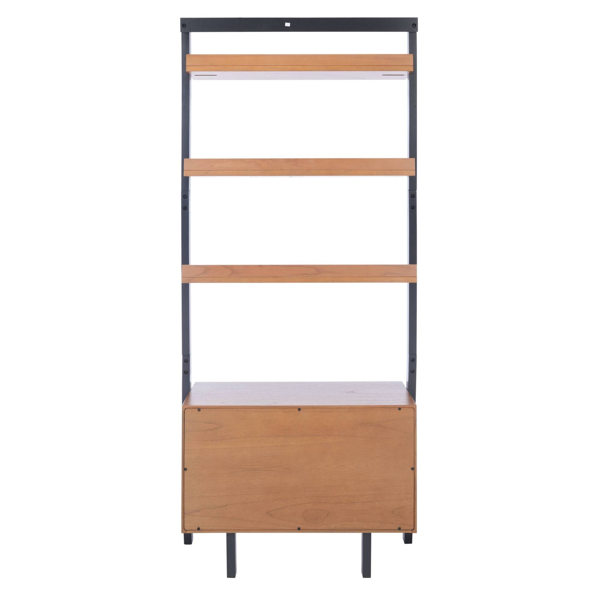 Safavieh Vlad 3 Shelf 1 Door Etagere-Natural / Charcoal