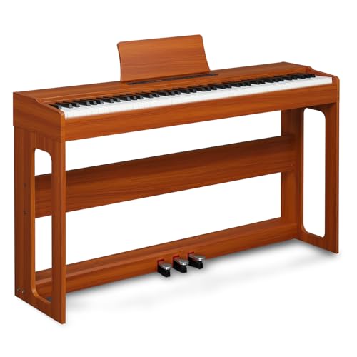 Ktaxon Digital Piano 88-Key Weighted Action Electric Piano with 3-Pedal Unit, Double Bluetooth, Split/Touch/Transpose Control Functions(Black)