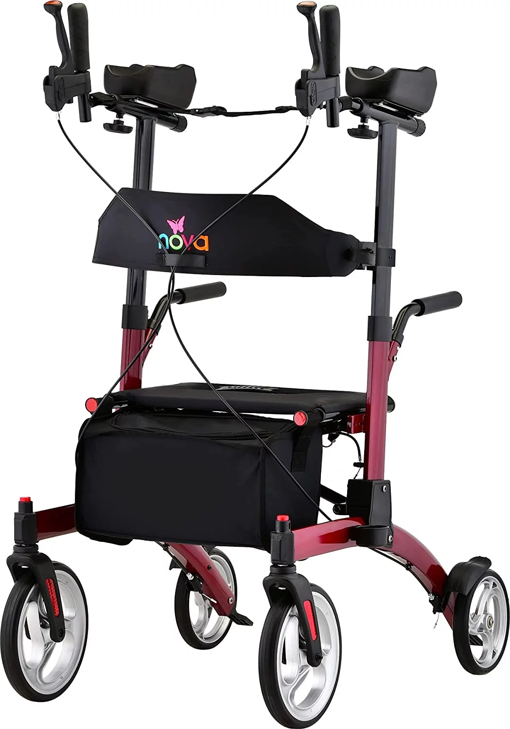 NOVA Medical Dragon Fold n’ Go Rise UP Rollator, Upright Rolling Walker Red - Curated Treasures Market