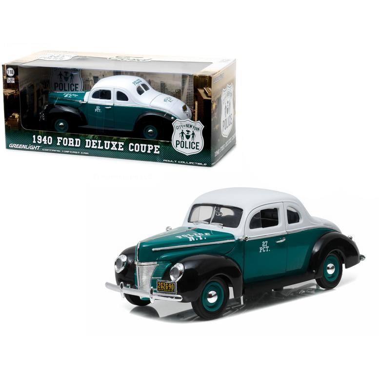 Greenlight 1940 Ford Deluxe Coupe New York City Police Department (NYPD) 1/18 Diecast Model
