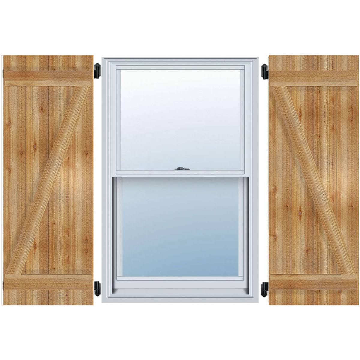 32 1/4x22W x 68x22H TimberCraft Six 5 3/8x22 Boards Joined Board-n-Batten Shutters w/Z-Bar, Rough Sawn Western Red Cedar (Per Pa