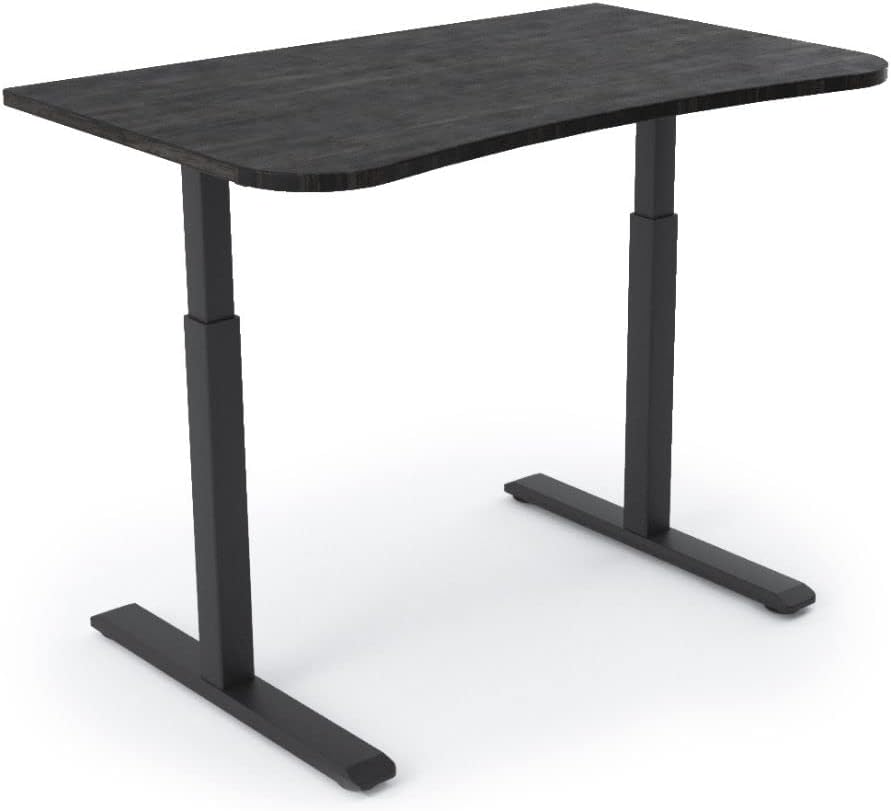 ERGONOMYX Electric Stand-Up Desk (Works with Alexa & Smartphone), 1-Piece Solid Bamboo Top, Smartphone-Controlled