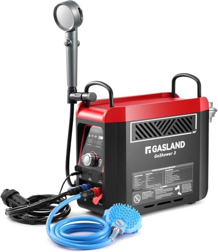 GASLAND Goshower G3 Pro 1lb Propane Portbale Water Heater with Pump | 4000mAh Rechargeable Battery | MAX 100mins Shower Time | Outdoor Propane