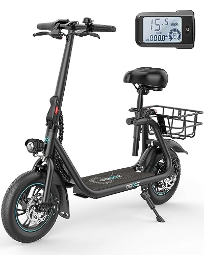 Electric Scooter with Seat for Adults, 550W Powerful Motor, 20-Mile Range, Speed up to 18.6MPH, Ample Storage for Pets & Cargo