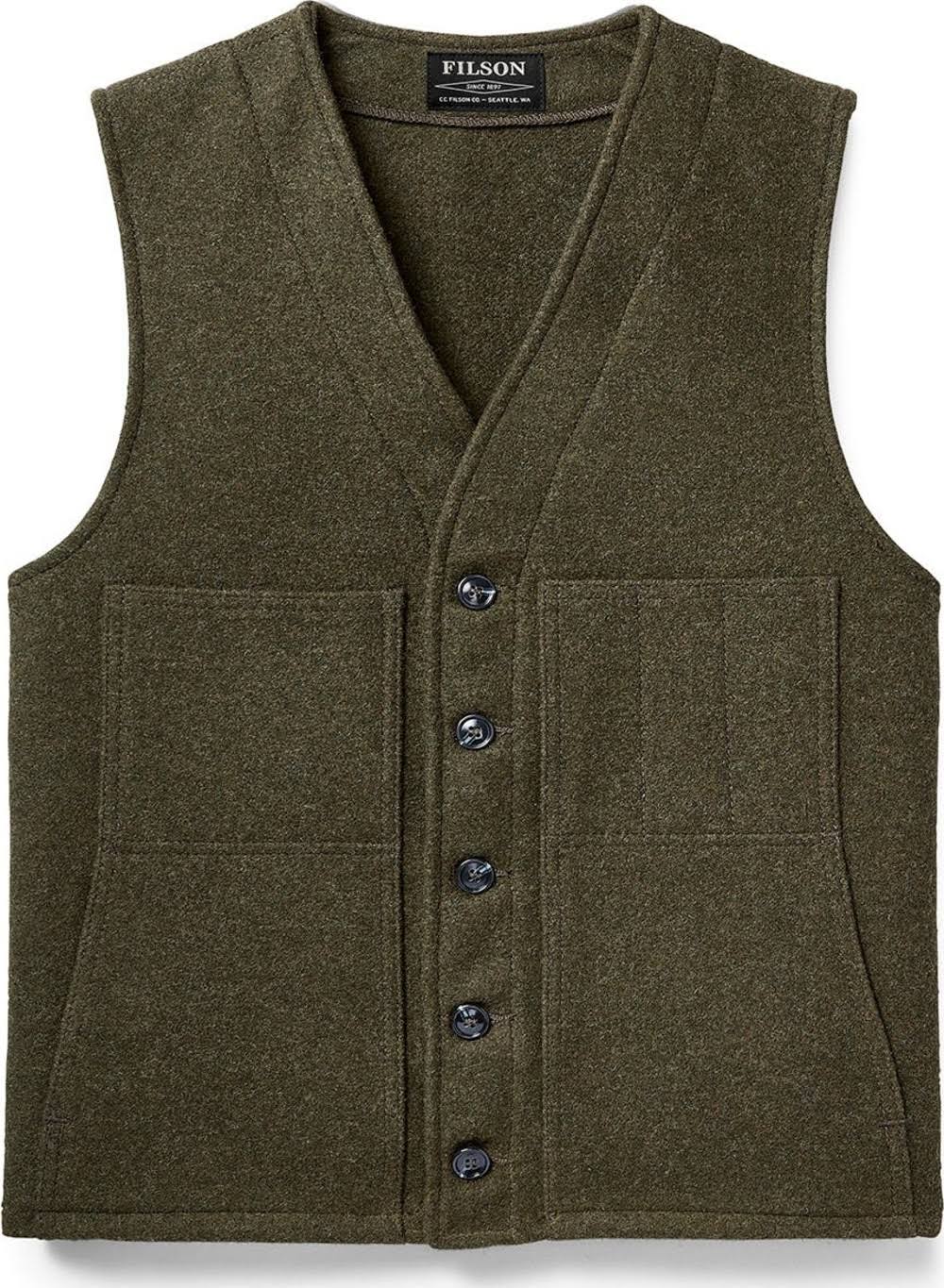Filson Men's Mackinaw Wool Vest, Forest Green, L - Megean