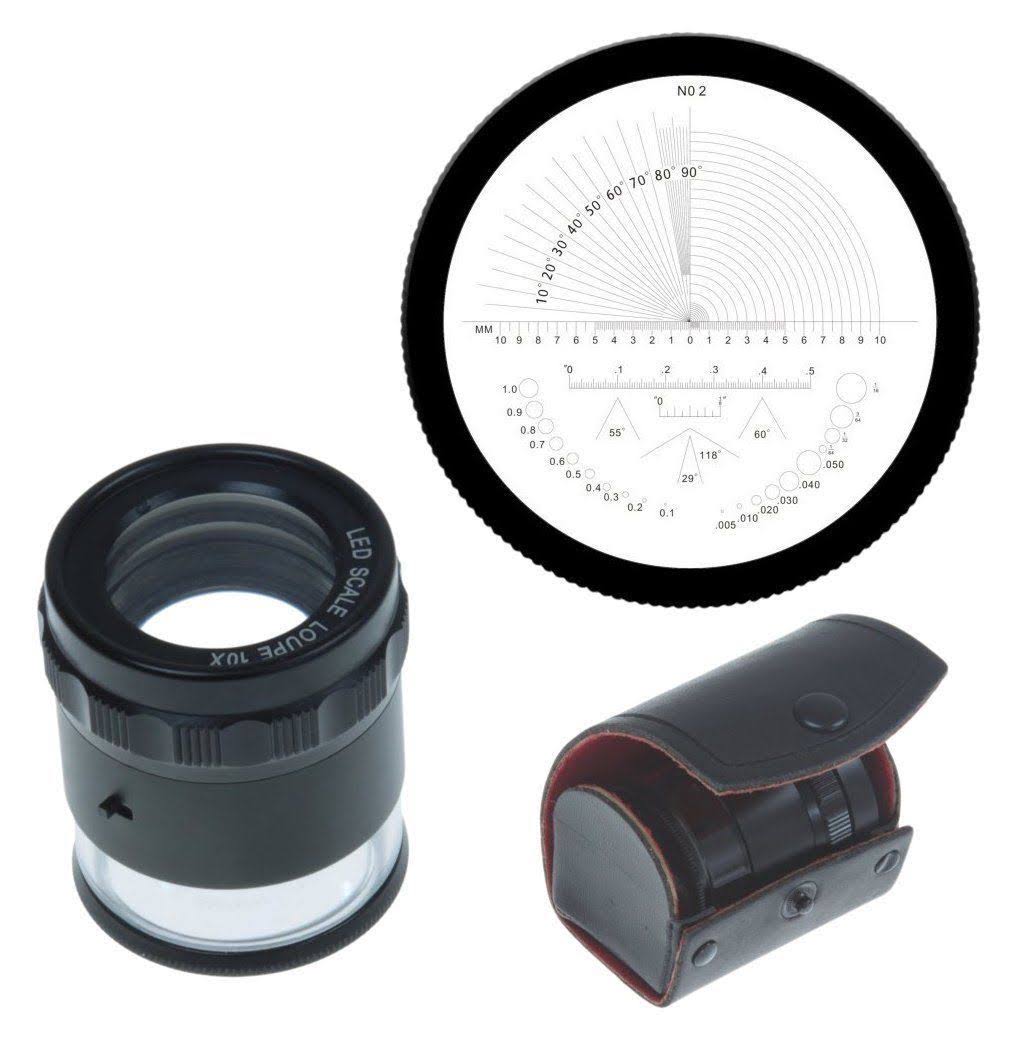 iGaging 36-LED10 Stand Measuring Magnifier, Loupe 10x with Scale LED Lighted
