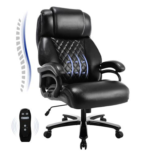Big and Tall Office Chair, 500lbs High Back Large Executive Chair with Electric Airbag Heating High Back Computer Chair with Wide Seat
