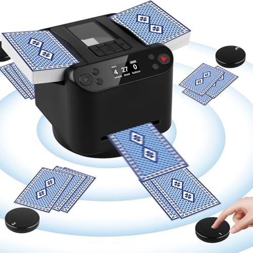 Automatic Card Shuffler and Dealer Machine，Card shuffler 2 Deck，360 &deg;Rotating Card Dealer，Eletric Shuffling and Dealing Machine All in ONE