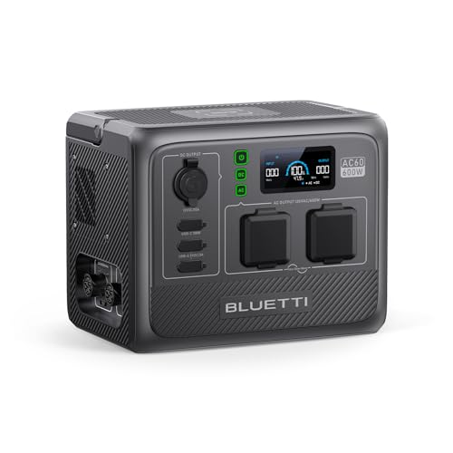BLUETTI Portable Power Station AC60, 403Wh LiFePO4 Battery Backup w/ 2 600W (1200W Surge) AC Outlets, 1 Hour Fast Charge