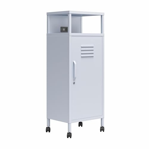 Novogratz Cache Metal Locker-Style Mobile Storage Cart, Hunter Green