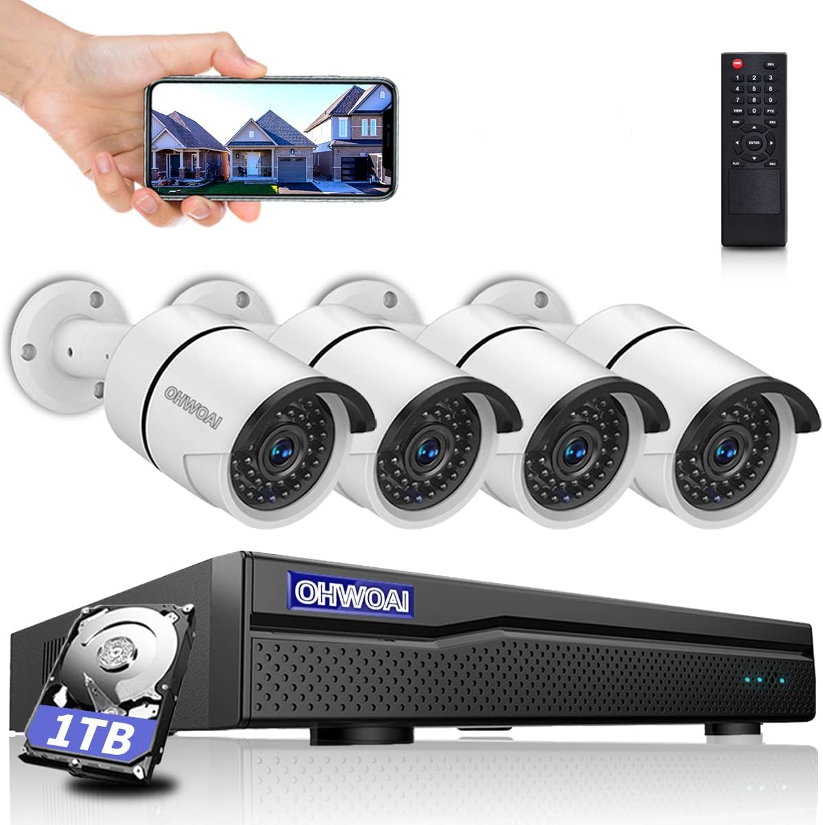 4K POE Camera System,8pcs 8.0MP H.265 4K PoE Security Cameras Wired,Home Video Surveillance System,8MP/4K 8CH NVR,AI Human Detection