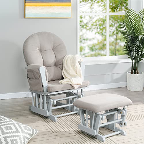 Brisbane Nursery Glider & Ottoman Sets, Glider Recliner Nursery Rocking Chair Nursery Glider Rocker with Ottoman