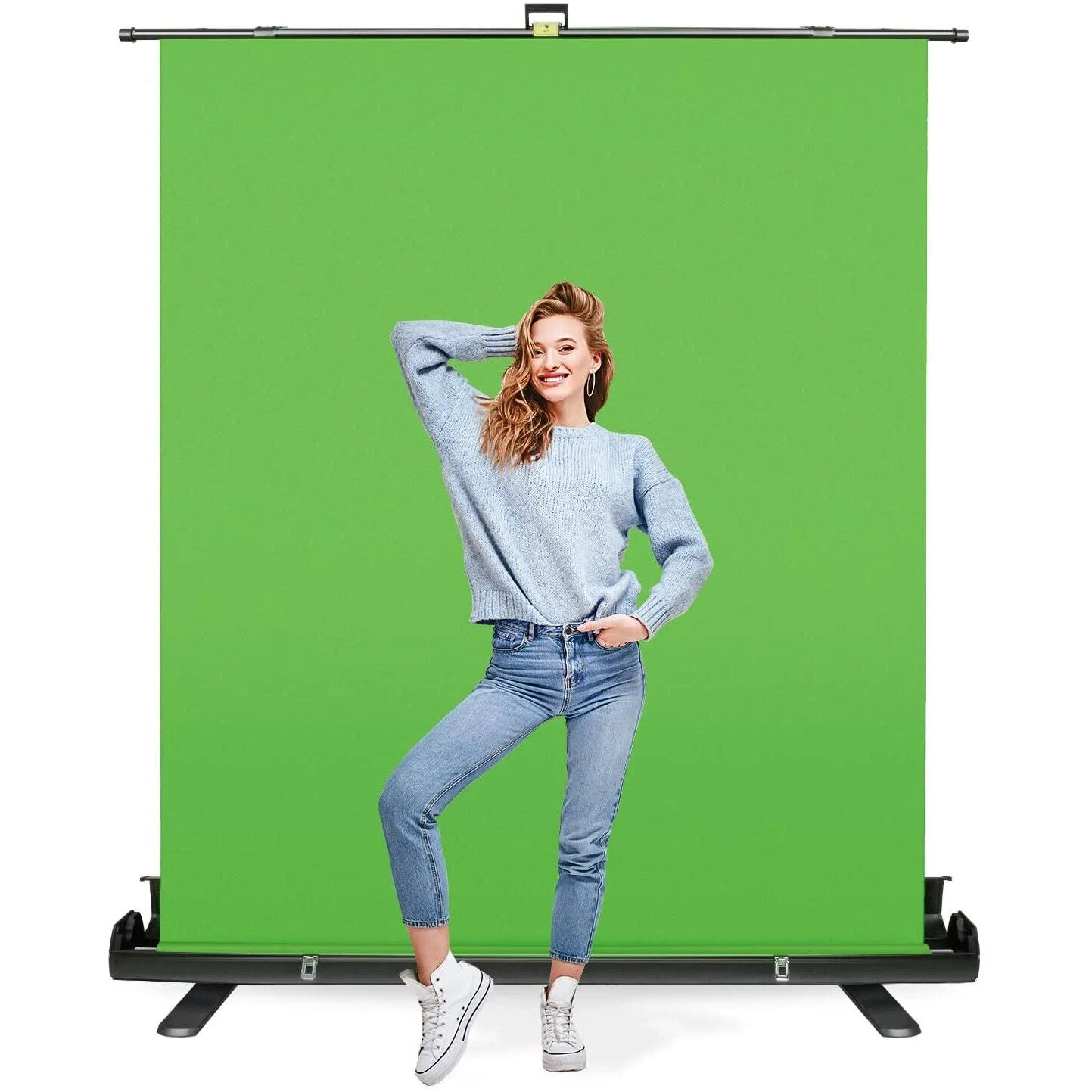 JS Julius Studio Collapsible and Retractable Green Chroma Key Screen
