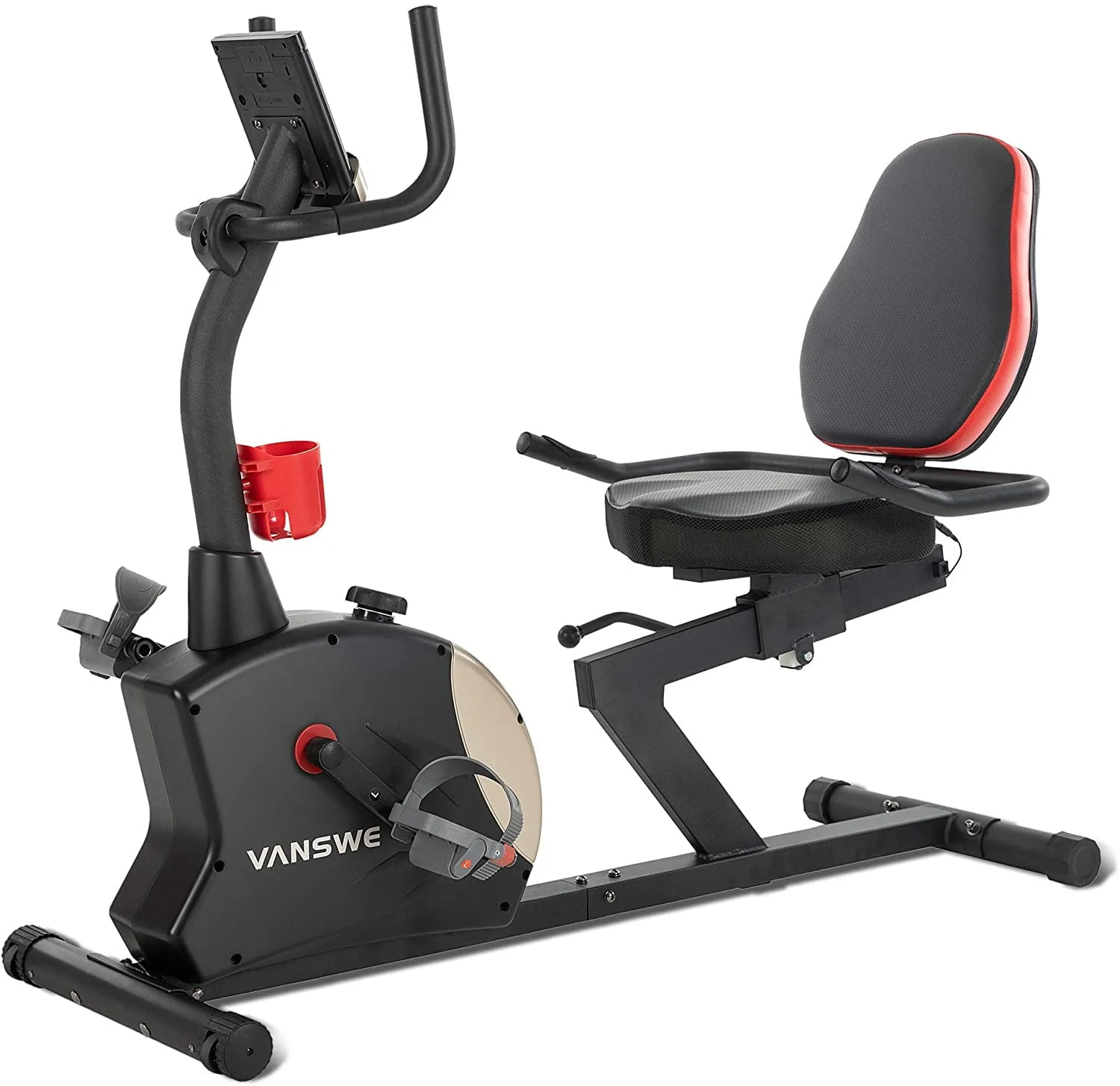 Vanswe Recumbent Exercise Bike 400 lbs. Weight Capacity Magnetic Resistance Recumbent Bike