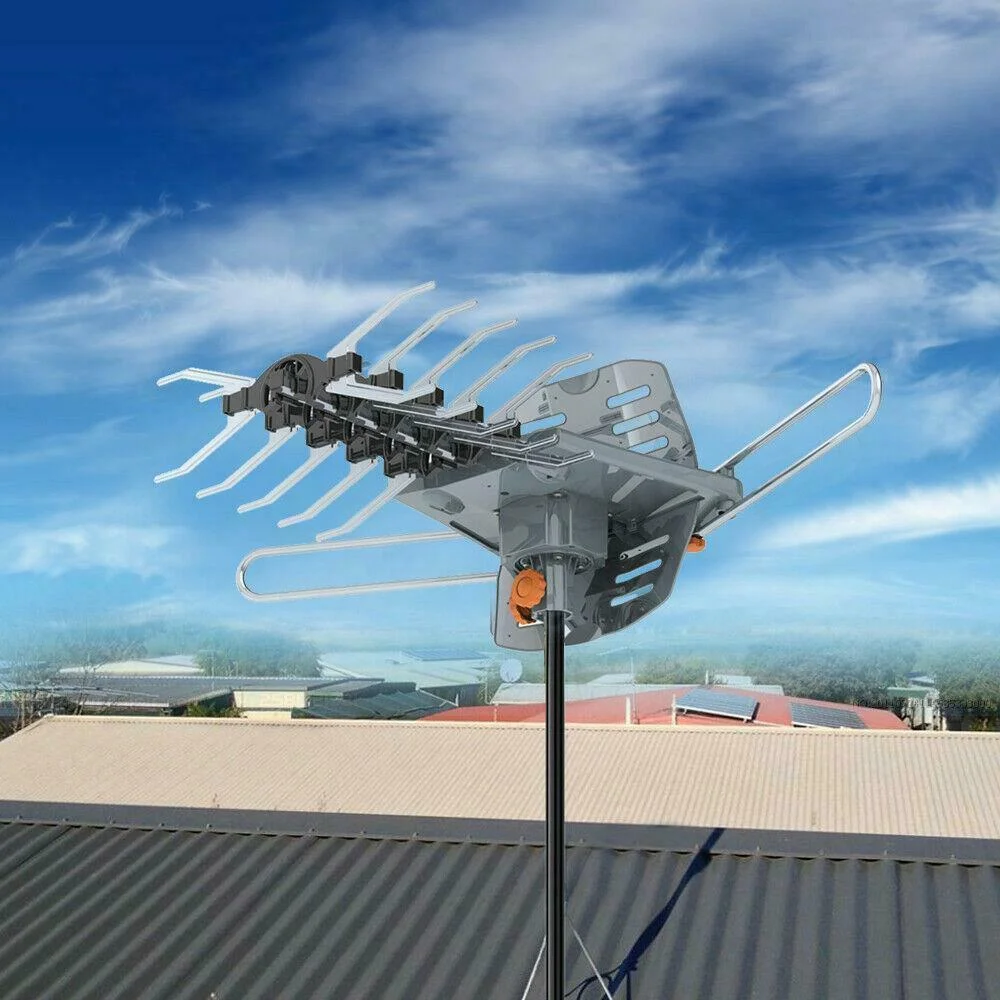 New Outdoor Amplified HDTV TV Antenna UHF VHF 360° Rotation Remote 300mile 4K 1080P - Curated Treasures Market
