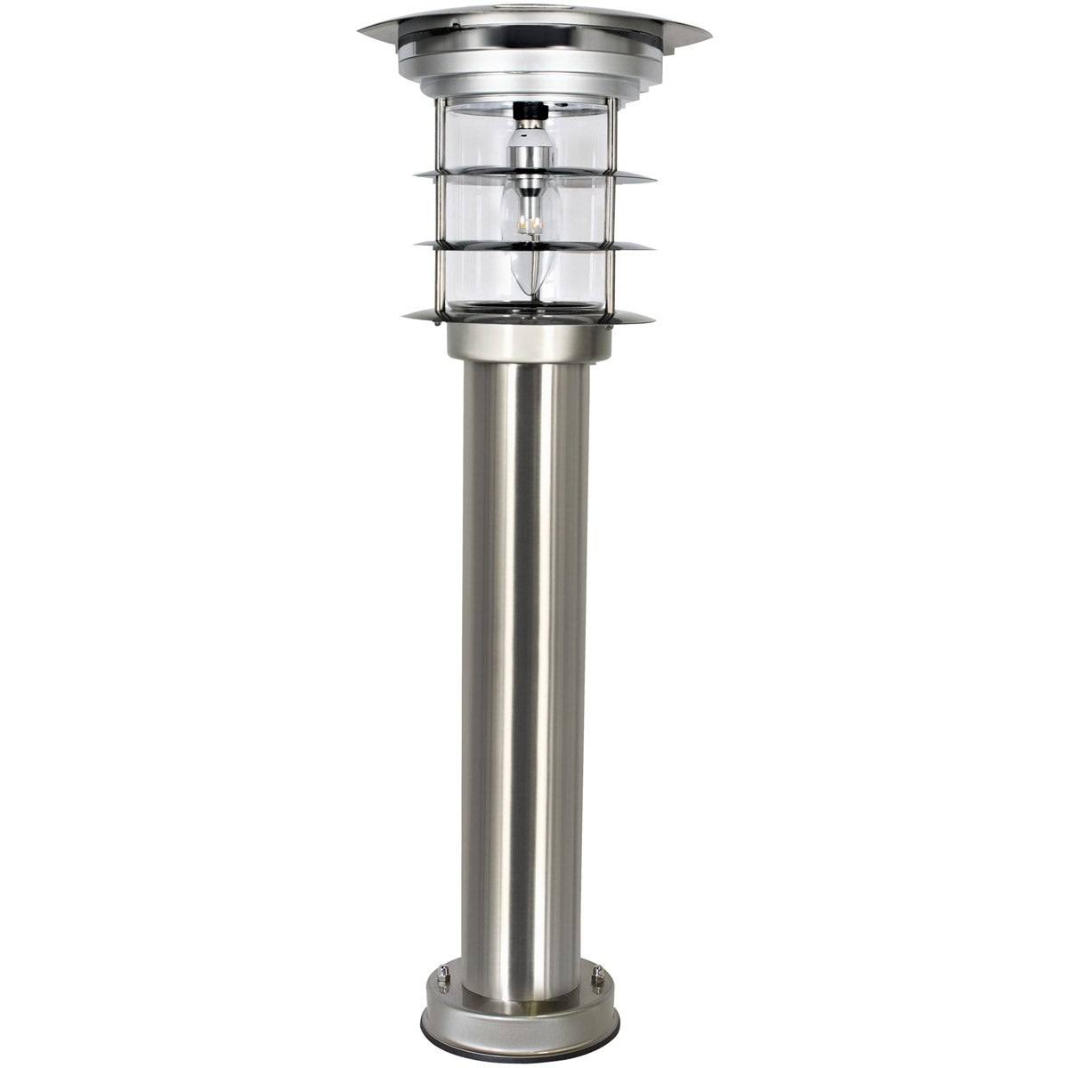 Aurora LED Post Mount Solar Bollard Light Series Silver - Exact Size