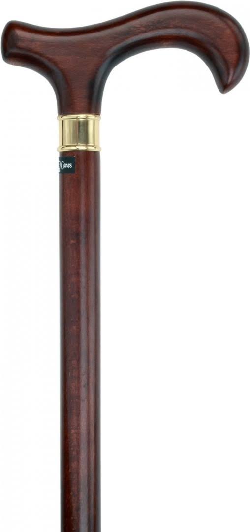 Royal Canes -Extra Long, Super Strong Brown Derby Walking Cane with Beechwood Shaft and Brass Collar