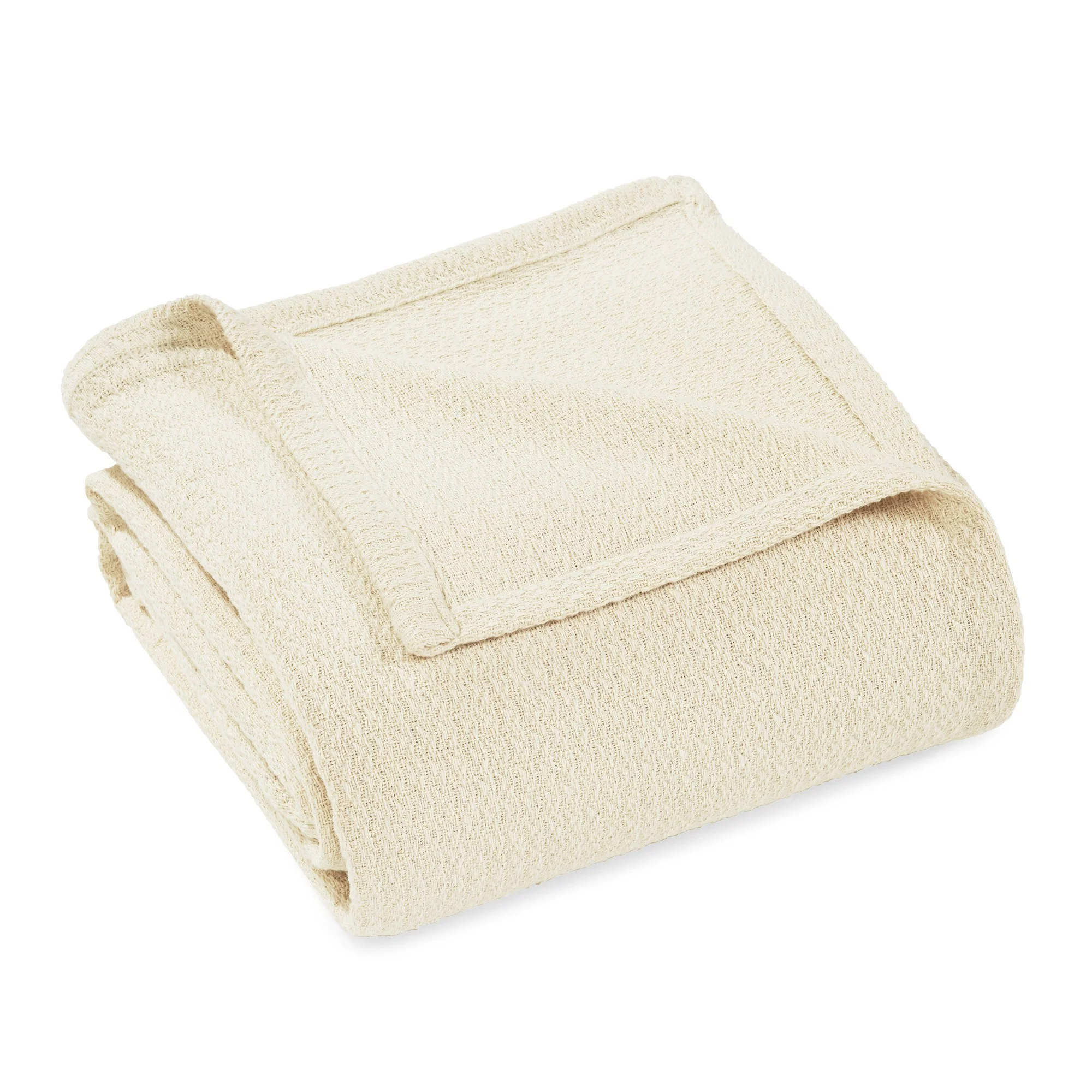 Superior Waffle Weave Knit Cotton Blanket, Twin/ Twin XL, Ivory