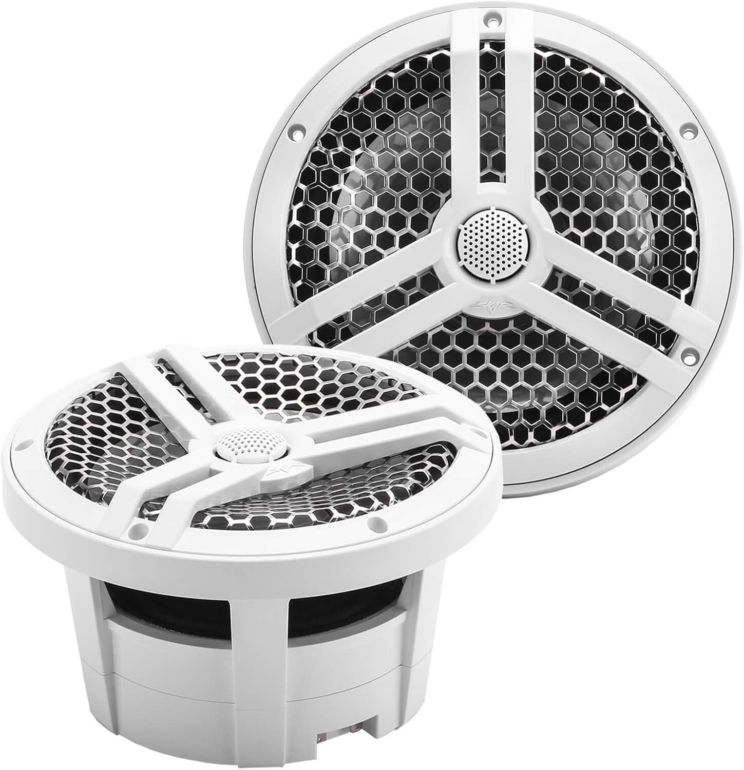 Skar Audio SK8M 8" 2-Way Marine Full Range 500 Watt Coaxial Speakers, Pair (White)
