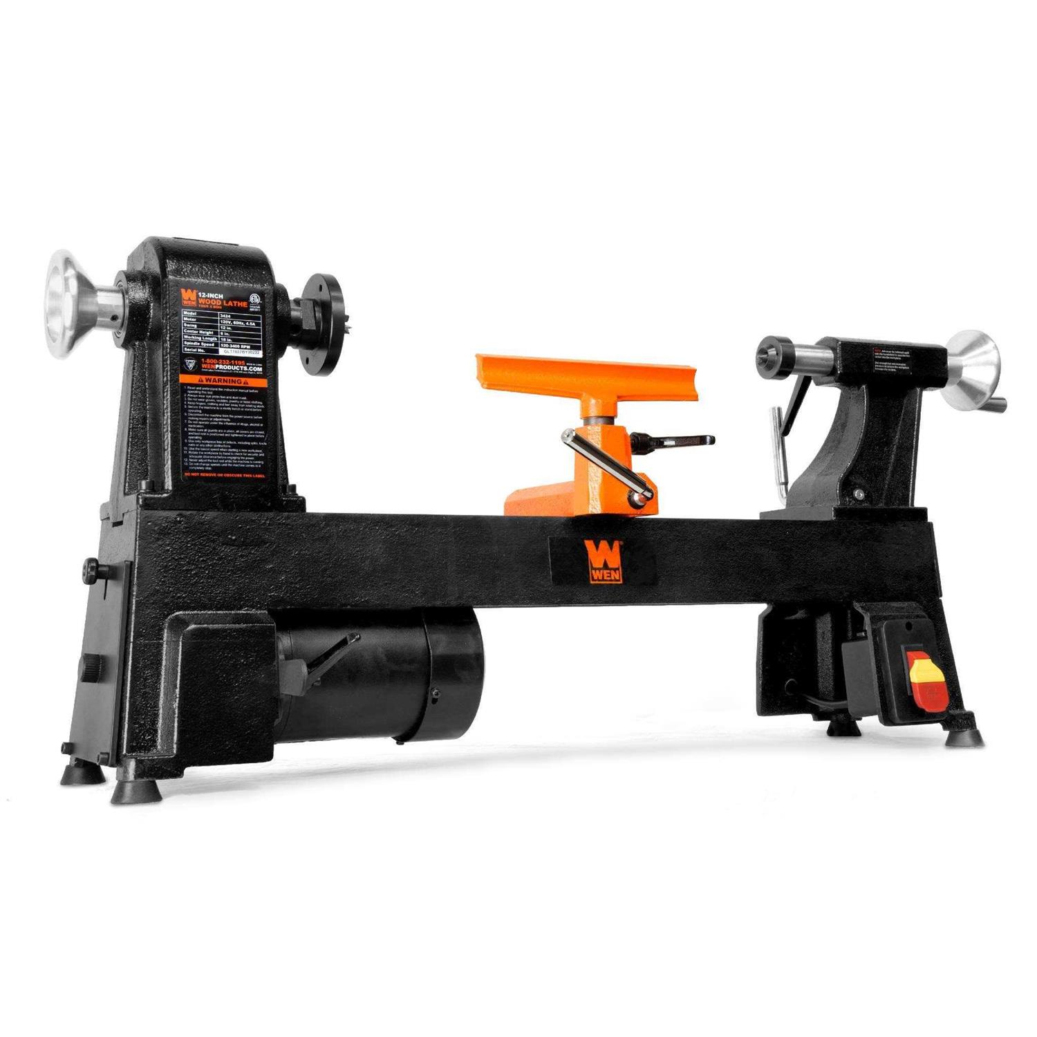 WEN 4.5-Amp 12-Inch by 18-Inch 5-Speed Benchtop Wood Lathe