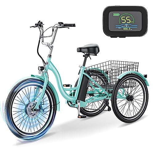Electric Tricycle Electric Bicycle Electric Trike, 7 Speeds 3 Wheel Electric Bike for Adults with 350W 36V Removable Battery