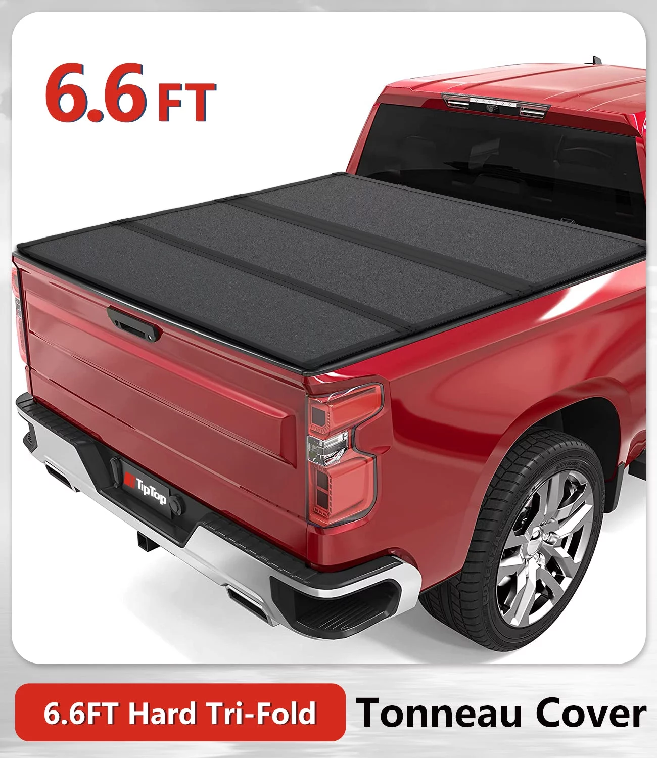 TIPTOP Tri-Fold Hard Tonneau Cover Truck Bed FRP On Top For 2007-2023 CHEVY Silverado 1500 & GMC Sierra 1500 with 6.6ft Bed (78.9") |Not for