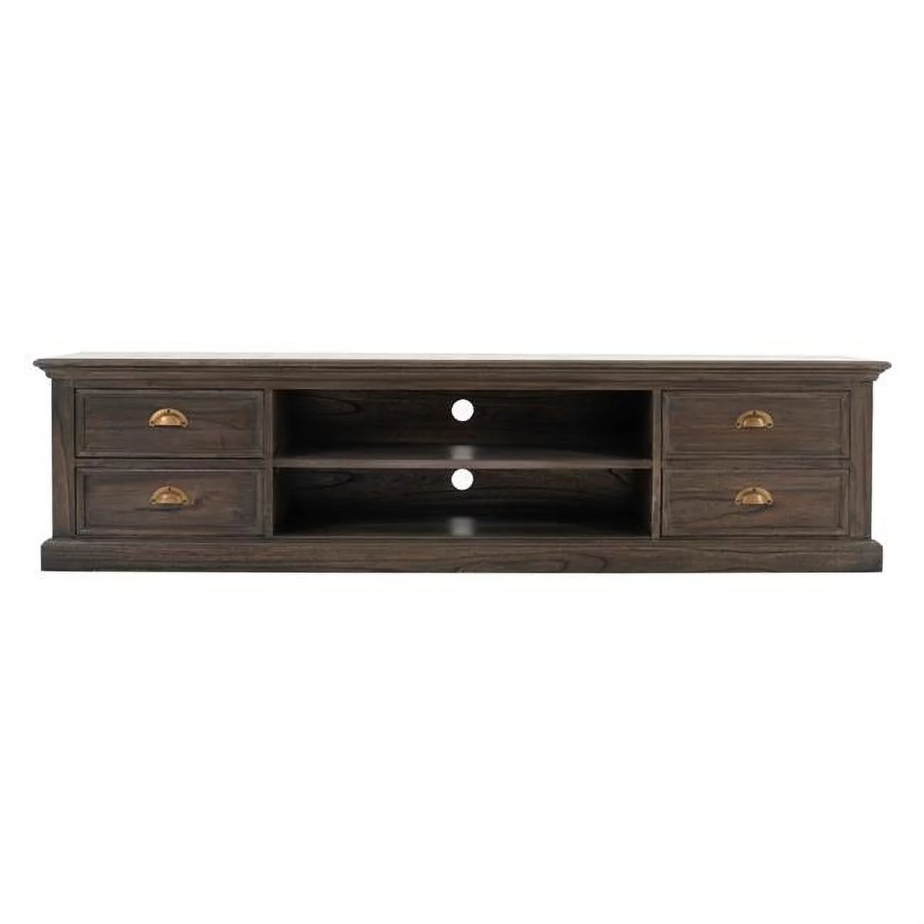 71 in. Black Wash Wood Entertainment Unit with Four Drawers