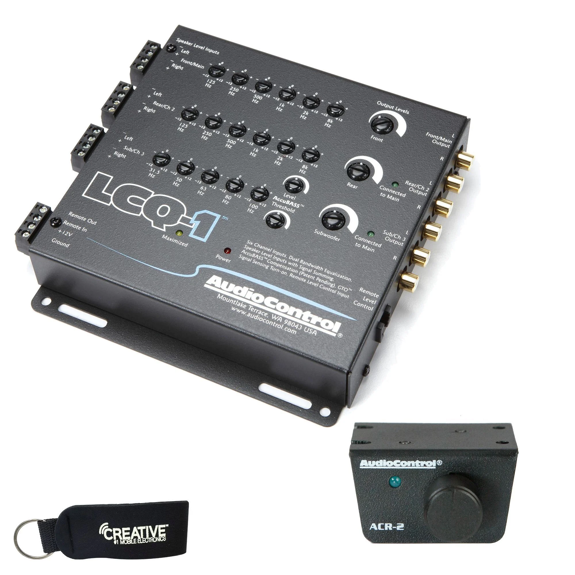 AudioControl LCQ-1 6 Channel Line Out Converter with EQ and Accubass, & ACR-2 Dash Remote