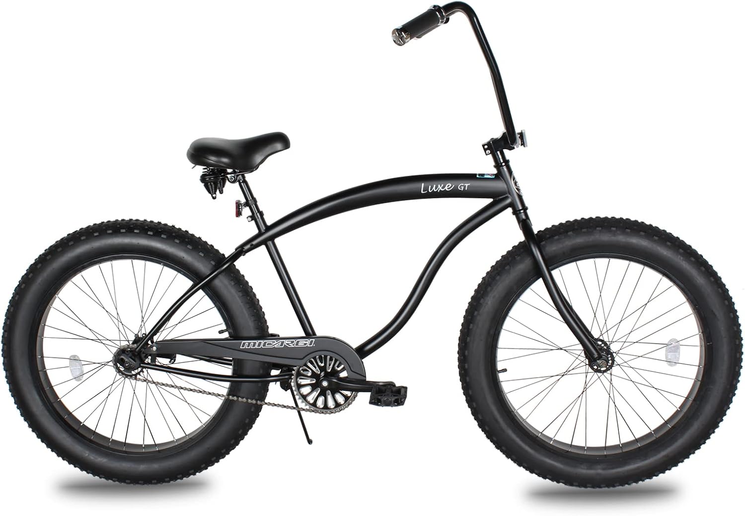 Micargi Luxe & Bronco3.0 26 Inch Beach Cruiser Bike for Men,Steel Frame,1/7 Speed,Hi-Rise Handlebar,Three Piece Cranksets, Fat Alloy Rim 80mm