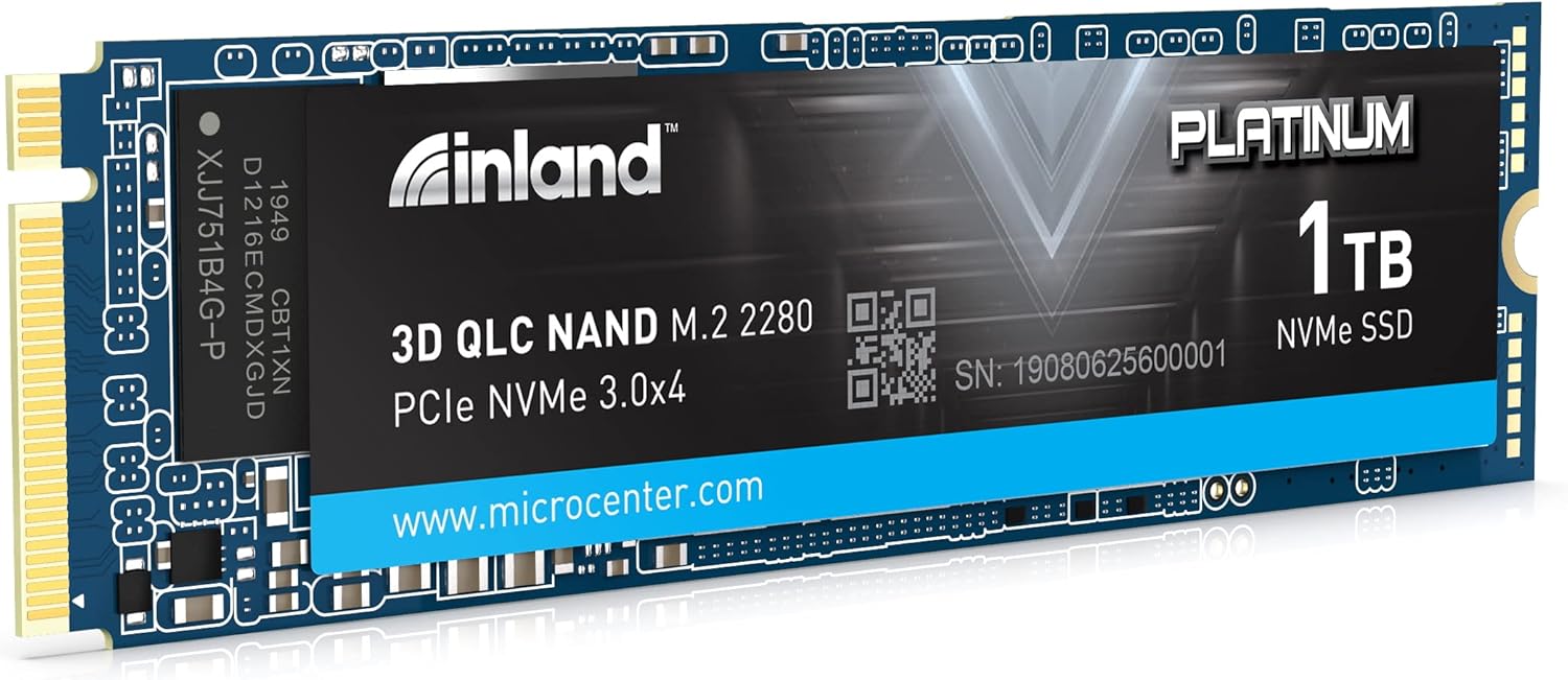 Inland Platinum 2TB SSD NVMe PCIe Gen 3.0x4 M.2 2280 3D NAND Internal Solid State Drive, R/W up to 3,400/3,000 MB/s