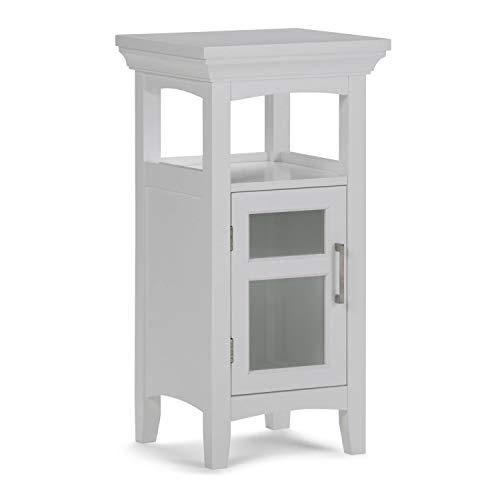 SIMPLIHOME Avington Contemporary 30" H x 21" W Laundry Hamper with 1 Storage Compartment in Pure White, For the Bathroom