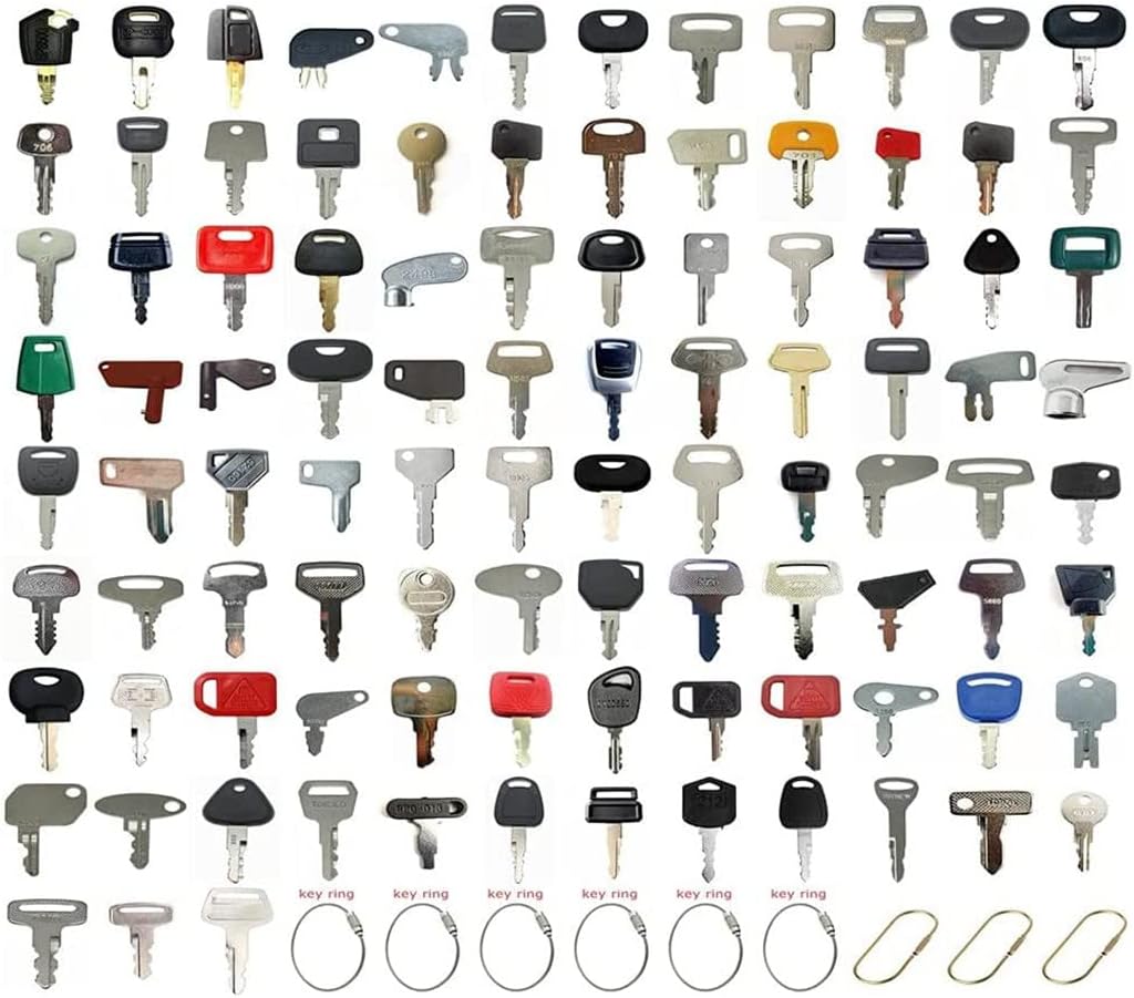 100Pcs Heavy Construction Equipment Keys Master Set For Komatsu Caterpillar John Deere Kubota Bomag For CASE IH Kobelco Bobcat Heavy Equipment