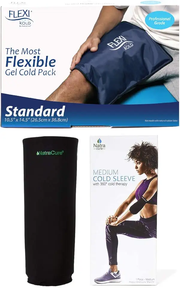FlexiKold Large Gel Ice Pack and NatraCure Gel Cold Sleeve Wrap - Size: Medium - Kansas Nuitrition - HNZSDS