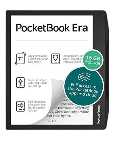 Pocketbook Era E-Reader, Stardust Silver, 16GB | 7ʺ Glare-Free & Eye-Friendly Touch-Screen with E -Ink Technology | Waterproof | Text-to-Speech