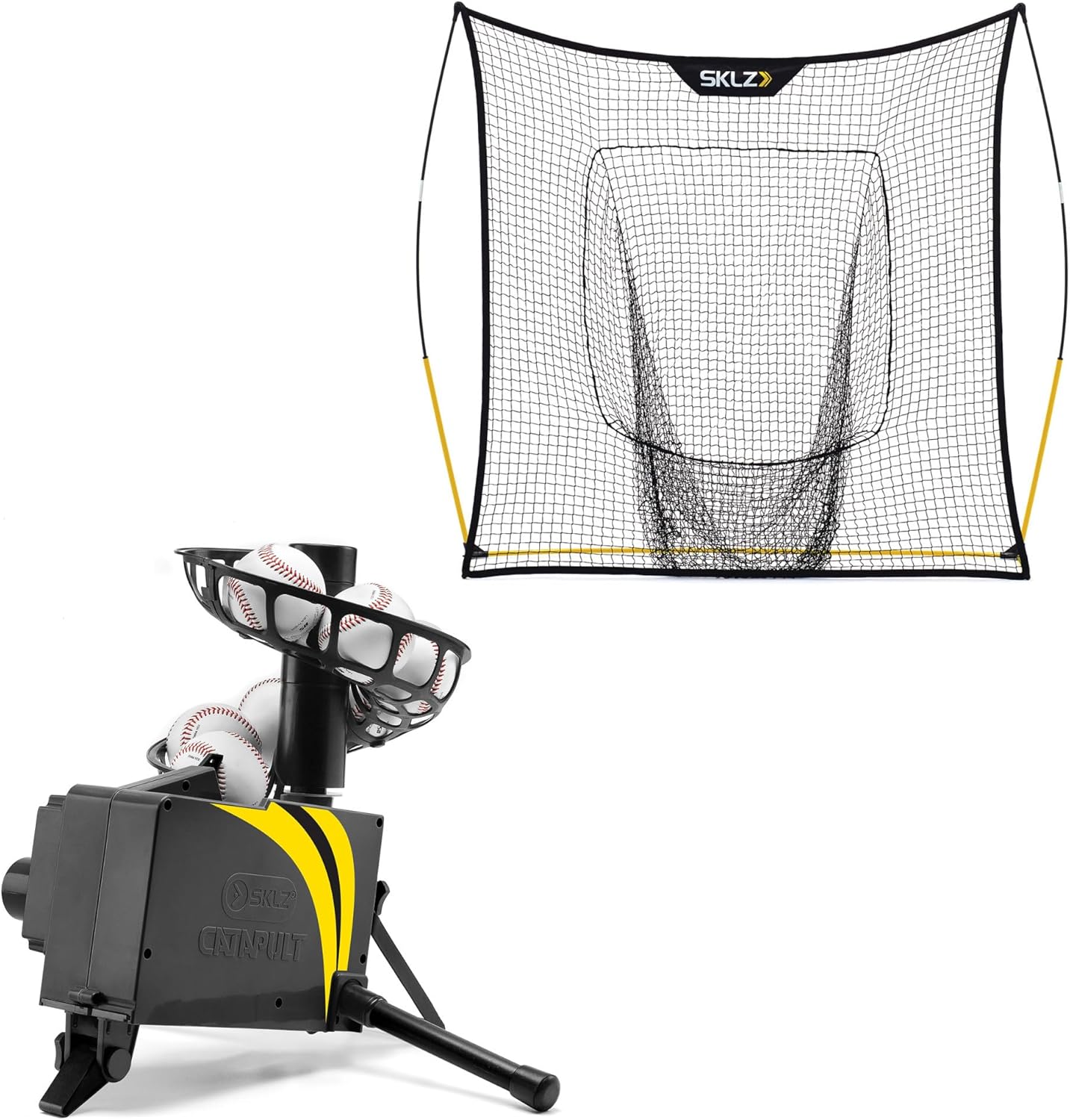 SKLZ Catapult Soft Toss Pitching Machine and Quickster Vault Net Bundle