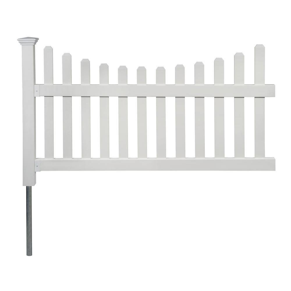 Zippity Outdoor Products All American Vinyl Picket Fence with No-Dig Steel Pipe Anchor Kit, White
