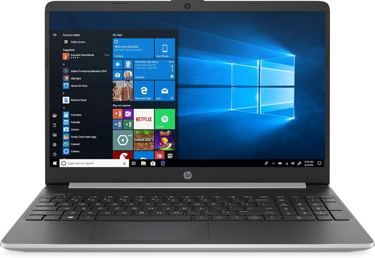 HP New 15.6" HD Touchscreen Laptop Intel Core i3-1005G1 8GB DDR4 RAM 128GB SSD HDMI Bluetooth 802.11/b/g/n/ac Windows 10 15-dy1731ms Silver