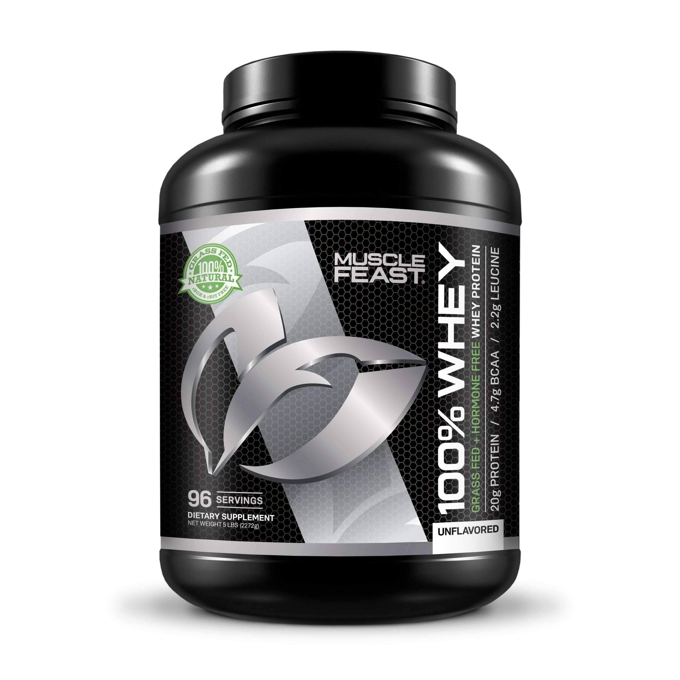 Muscle Feast Grass Fed Hormone Free 100% Whey Protein Blend - 5lb - Unflavored