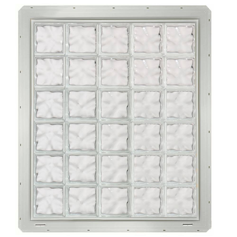 CrystaLok Wavy Pattern Vinyl New Construction Glass Block Window (Rough Opening: 41-in x 48.75-in; Actual: 39.25-in x 46.75-in)