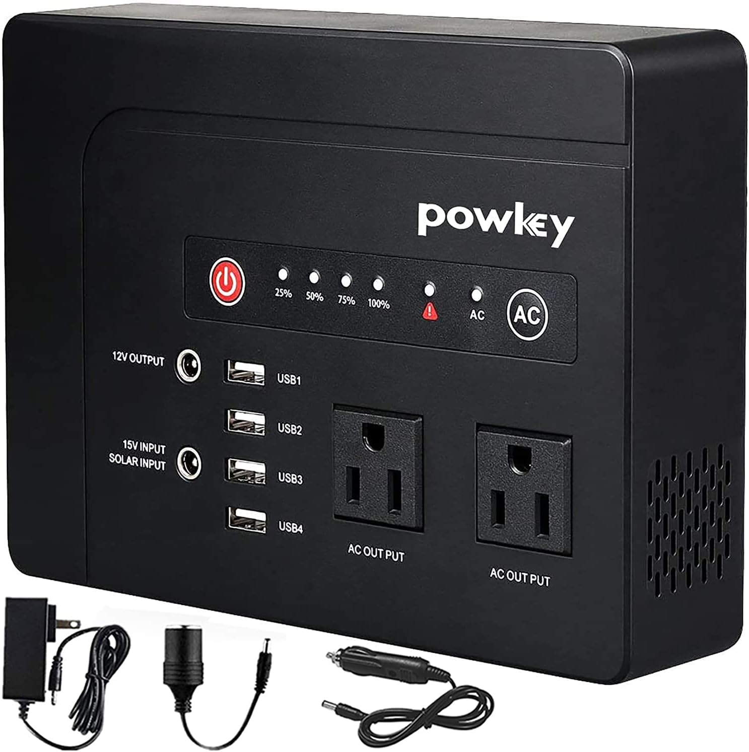 Powkey AC Power Bank, 200Watts External Battery Pack 42000mAh Camping Supply for CPAP,Emergency Power for Family,2 DC Ports, 2 AC Ports, 4 USB Ports