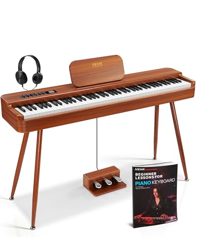 AKLOT Touchscreen Weighted Keyboard Piano: 88-Key Graded Hammer Action Digital Piano, Handcrafted Round-Edged Design, Triple Pedal, Stand, USB-MIDI