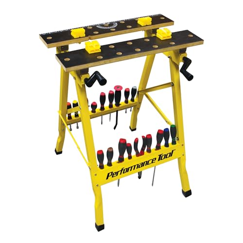 Performance Tool W54025 Portable Multipurpose Workbench and Vise (200 lbs Capacity) , Yellow