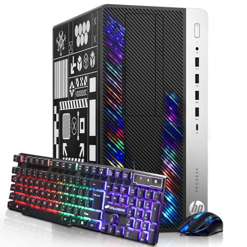 HP RGB Gaming Desktop Computer, Intel Quad Core I5-6500 up to 3.6GHz, GeForce GT 1030 2G, 32GB DDR4, 1T SSD + 3T HDD, RGB Keyboard & Mouse