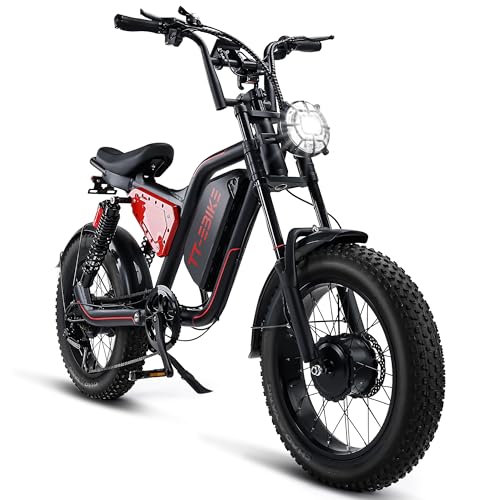 Dual:𝟑𝟎𝟎𝟎𝐖,𝟐𝟎𝟎𝟎/𝟏𝟓𝟎𝟎/𝟏𝟎𝟎𝟎𝐖 Folding Electric Bike Adults with 48V 23/20/17.5AH Battery, 26x4.0 Fat Tire Mountain E Bike, Full Suspension 31-38 MPH