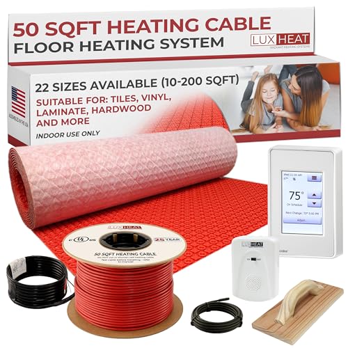 25sqft Electric Radiant Floor Heating System - 120v Under Floor Heating System Includes UDG4 Programmable Thermostat w/GFCI, Heater Cable
